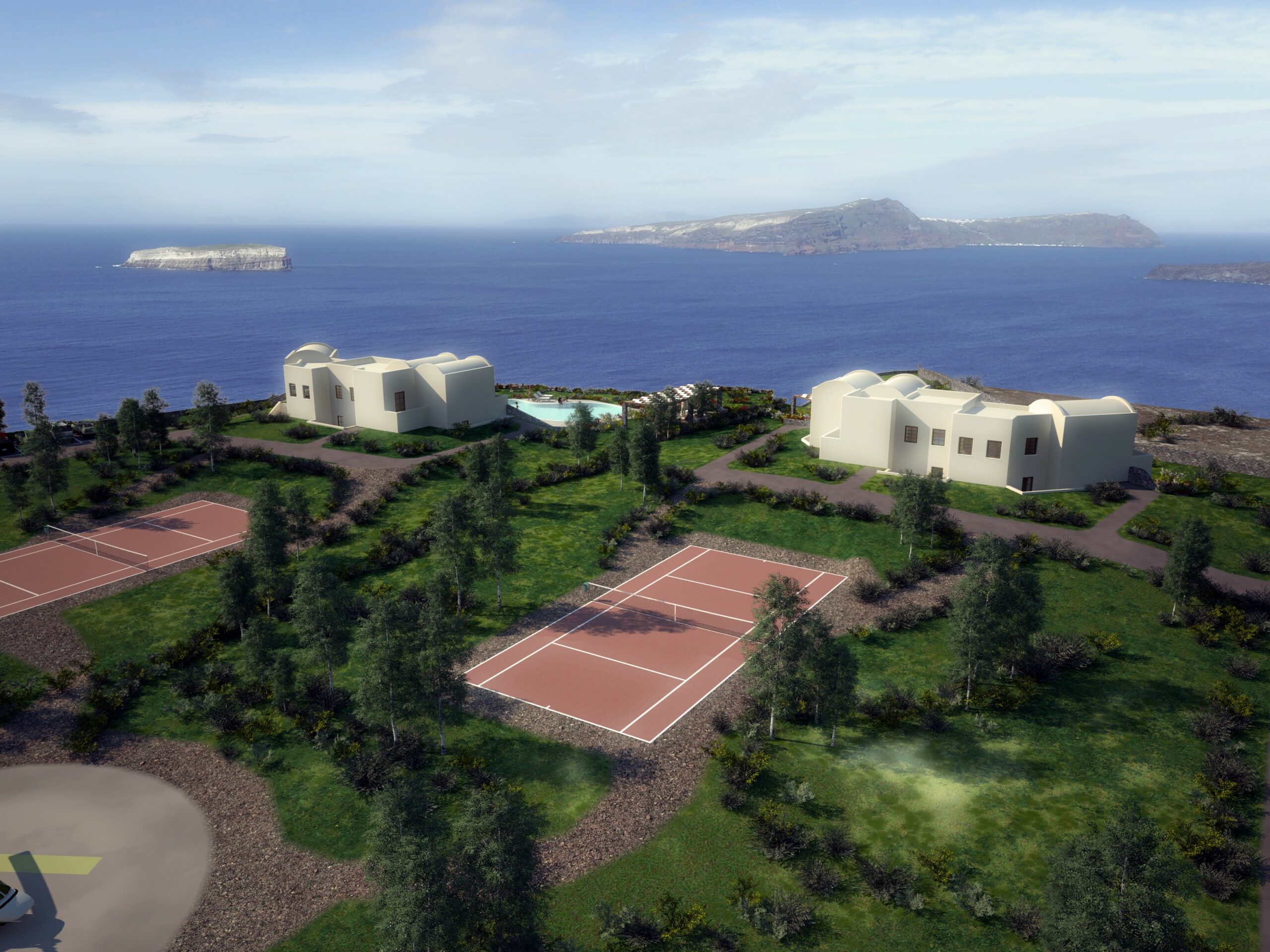 Ensemble des résidences | Île de Santorin